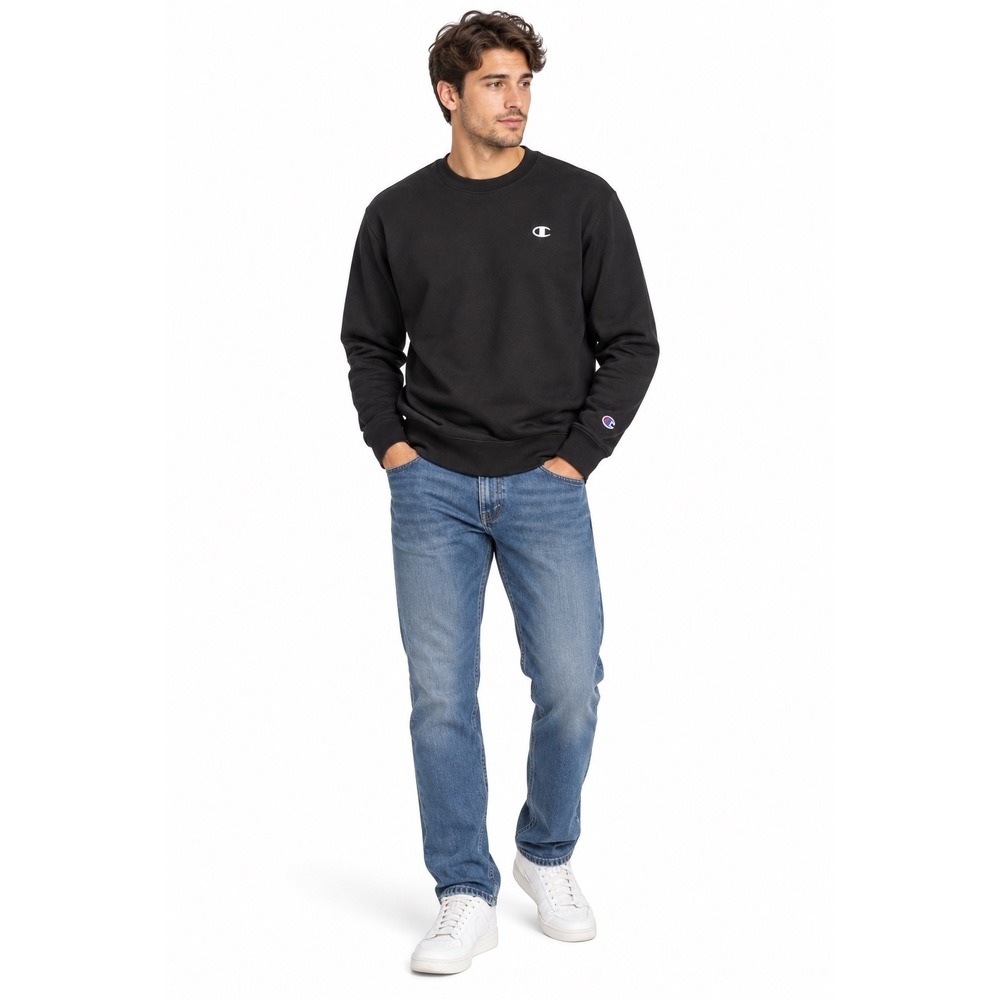 NWT Champion Mens Black French Terry Long Sleeve Crewneck Sweatshirt Large 1098